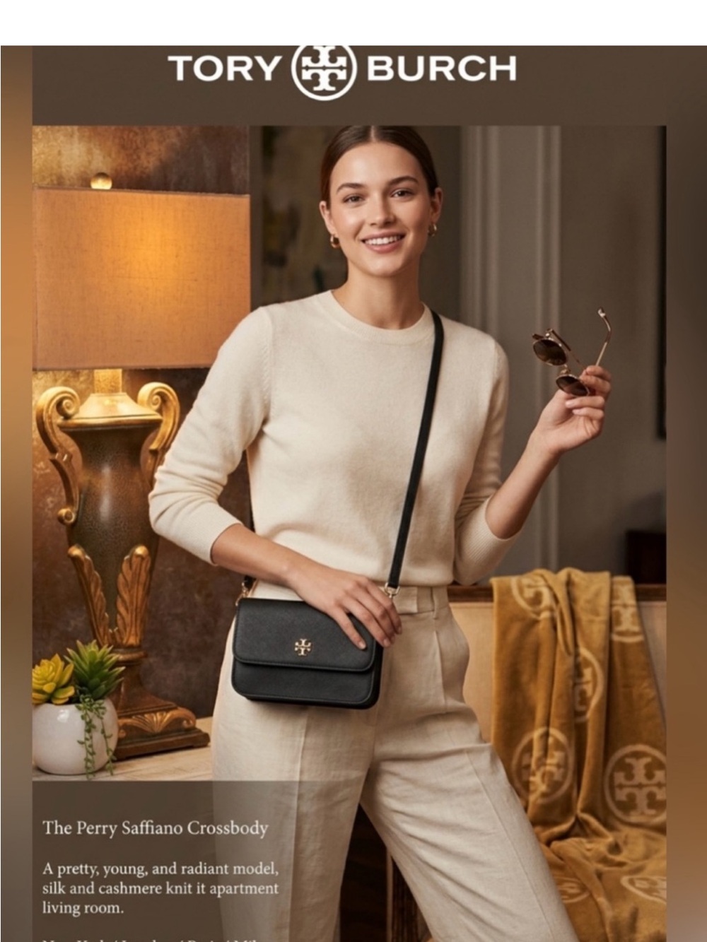 Like New ~ Tory Look Perry Saffiano Crossbody Bag in Black